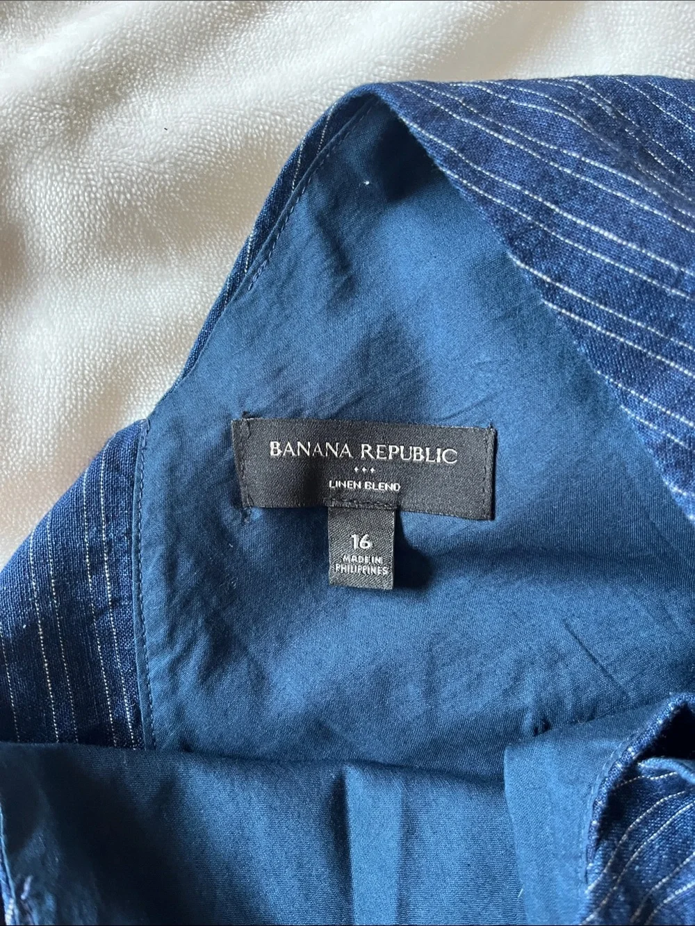 Banana Republic Navy Blue Linen-Blend Jumpsuit